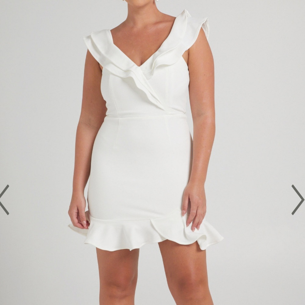 White ruffle mini dress